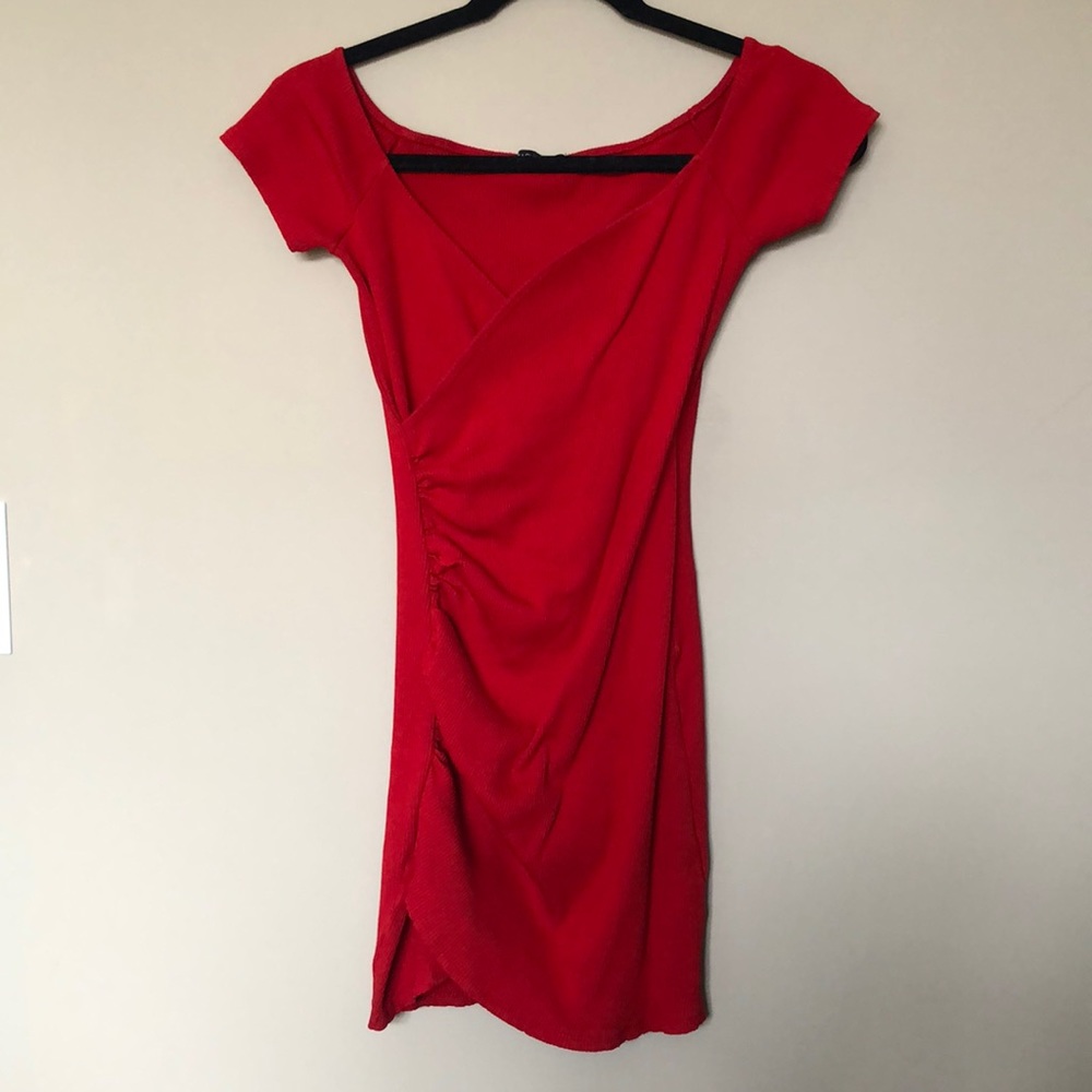 Fashion Nova Criss Cross Red Mini Dress